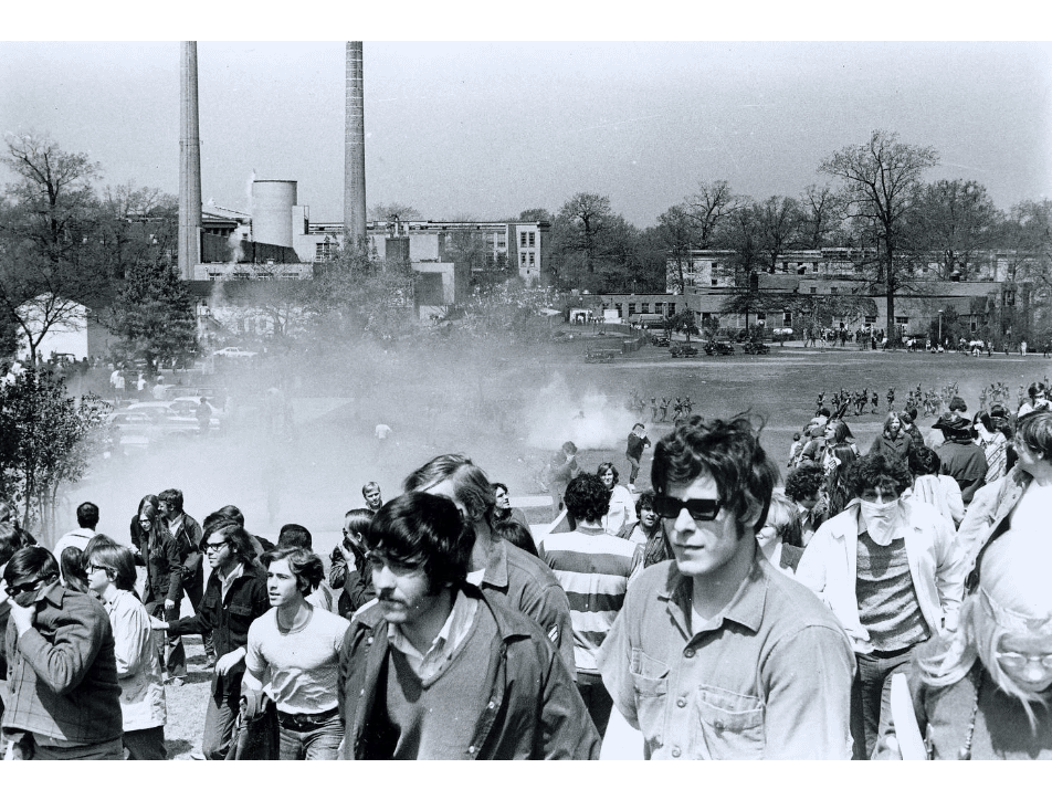 Students protesting at Kent State University, Kent, Ohio, 1970