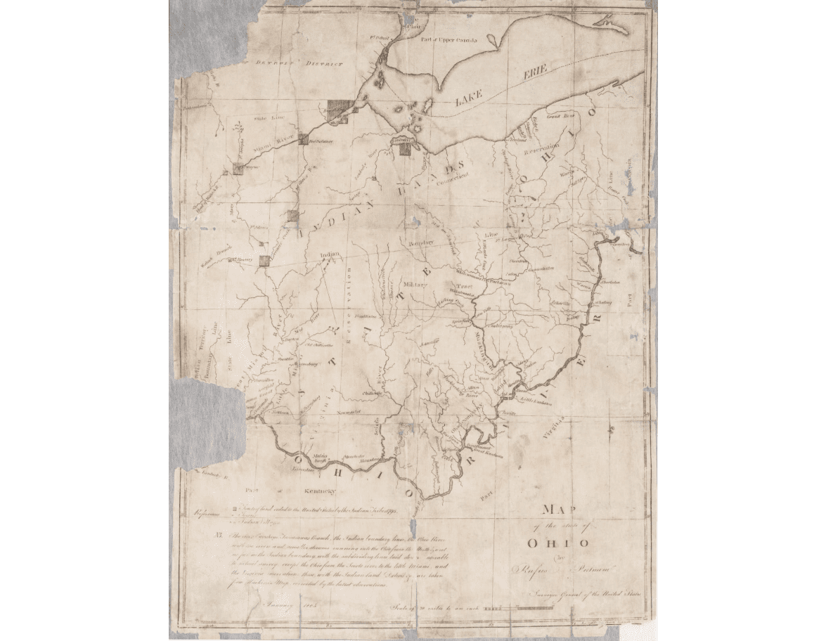 General Rufus Putnam created this map of Ohio in 1804, one year after Ohio became a state