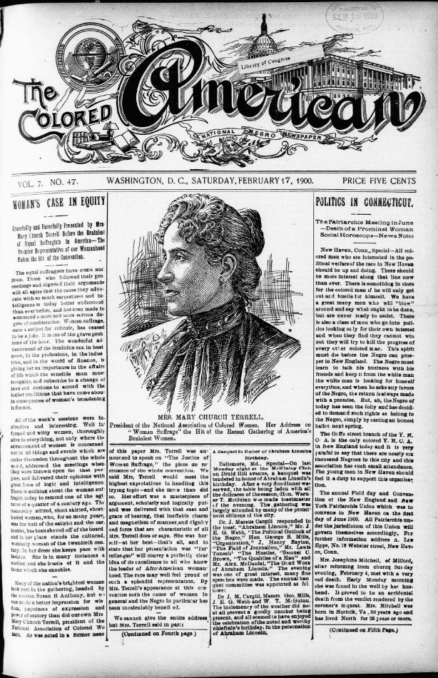 Front page of the Colored American from February 17, 1900