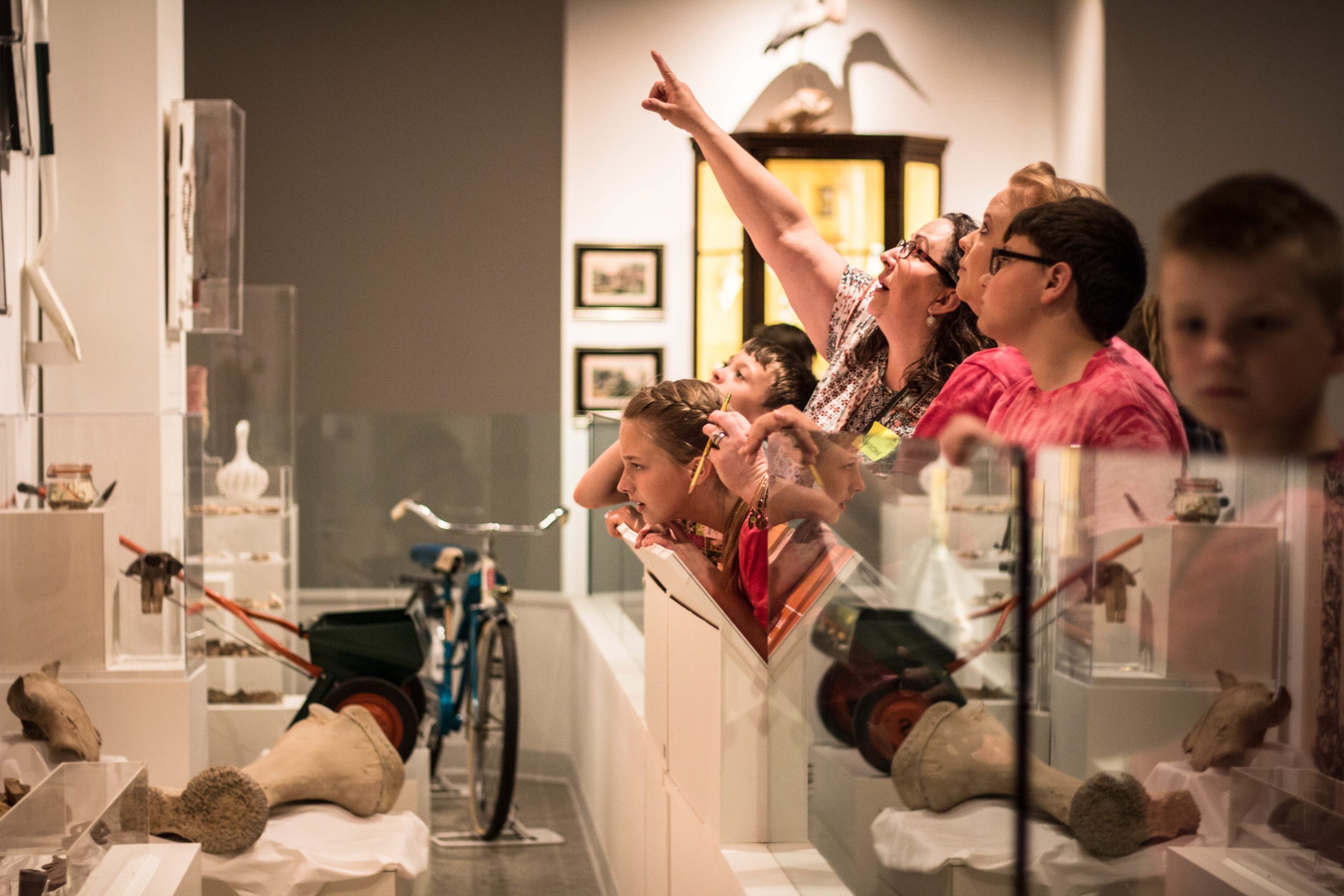 Photo showing visitors observing displays in the Ohio History Center.