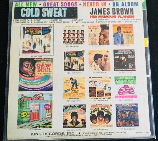 The back cover of the “Cold Sweat” album, 1967