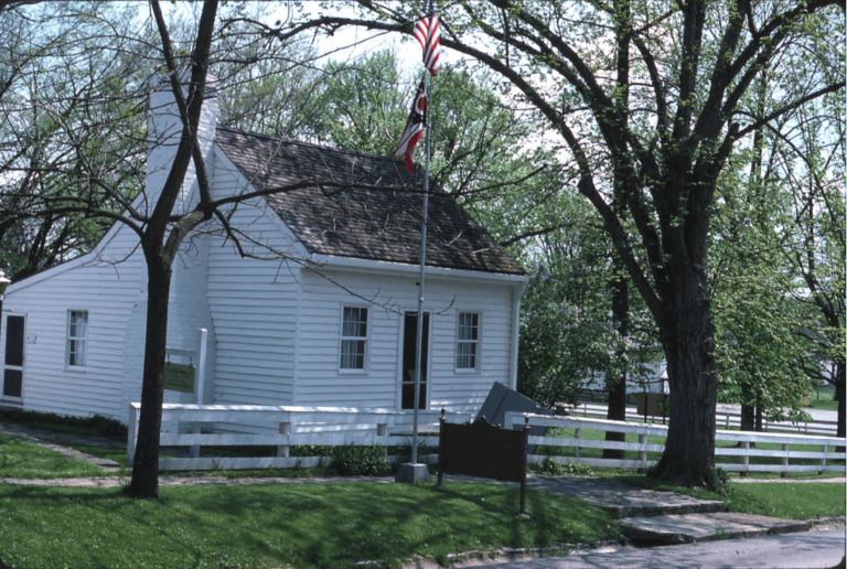 The color photograph shows the exterior of the Ulysses S. Grant Birthplace in Point Pleasant, Ohio, in 1993