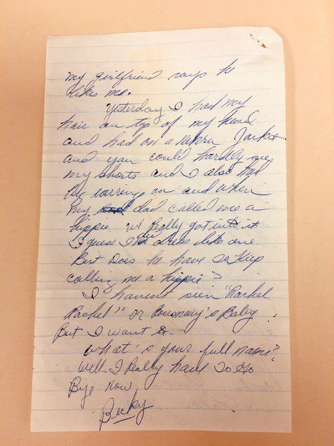Letter written to Cliff Spires from Becky in Dayton, Ohio