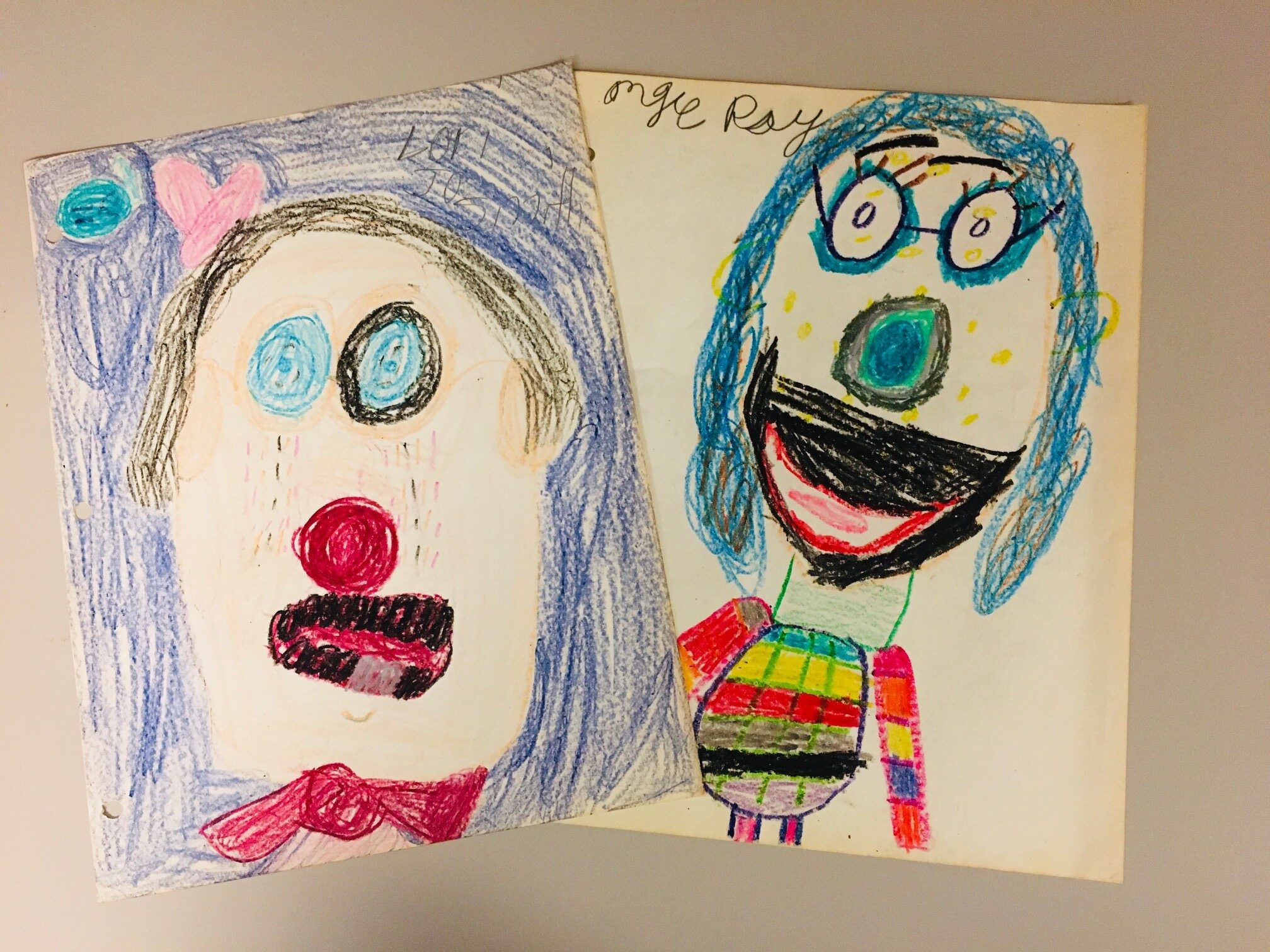 Drawings sent along with thank you letter to the Rockwell Clown unit