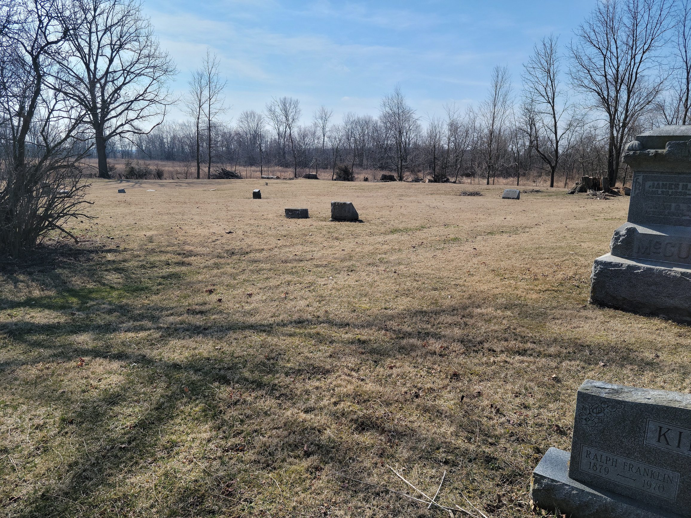 Overview of Section 7 of Claibourne Cemetery, Claibourne Township, Union County, Ohio, looking southwest.