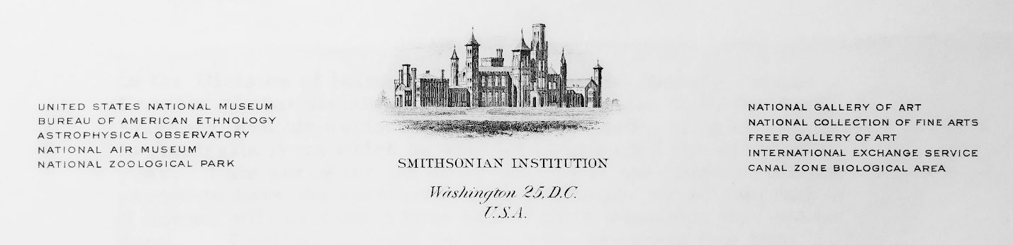The letterhead of the Smithsonian Institute circa the 1940s.