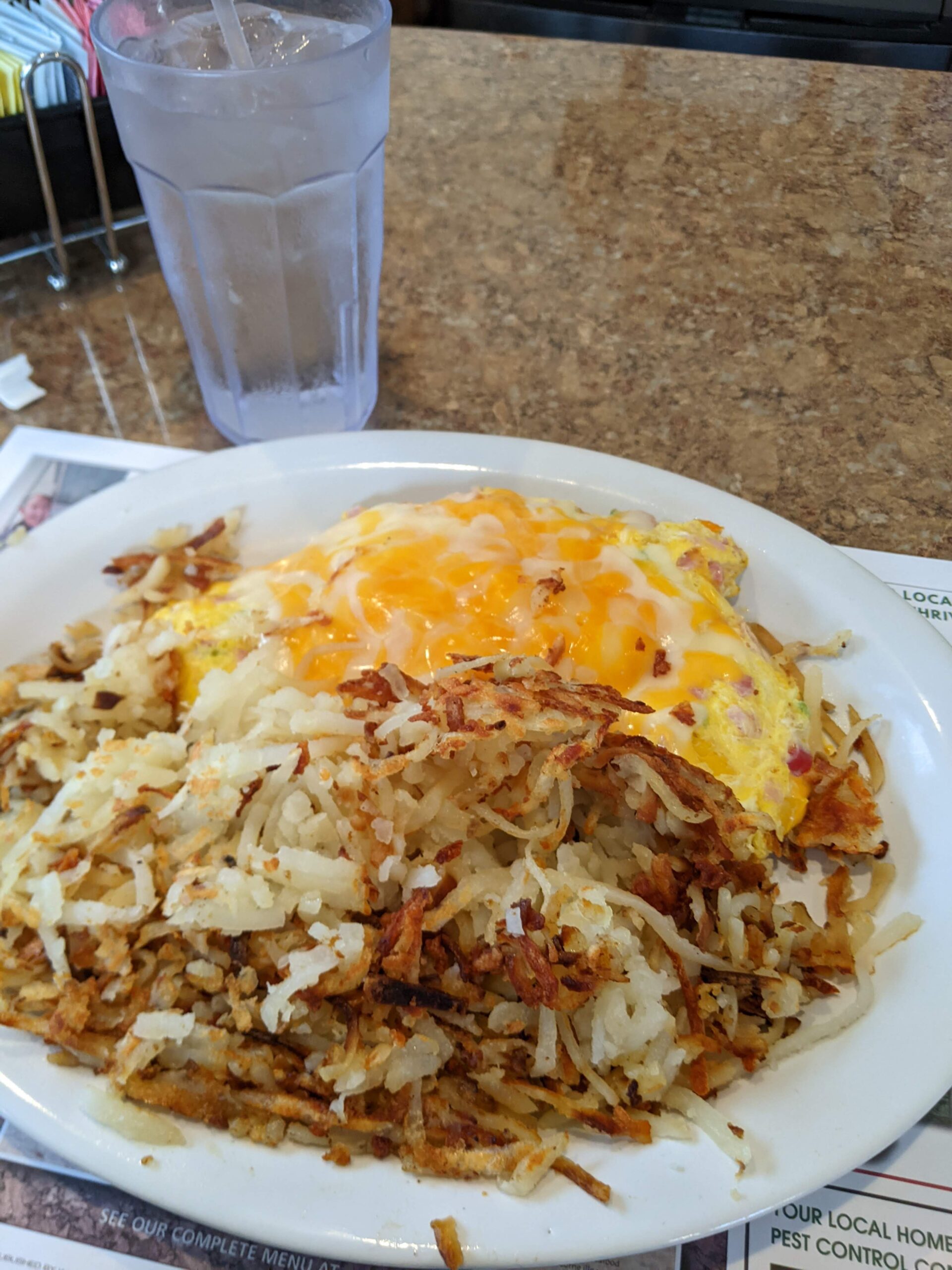 Picture of shredded hashbrowns with cheese on top