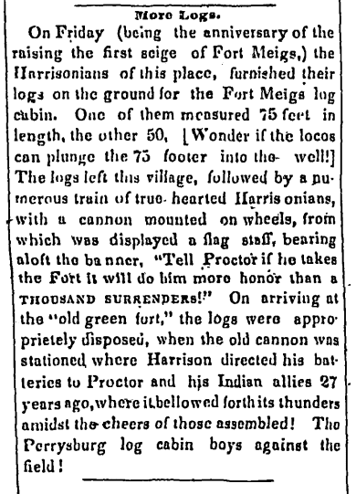 Newspaper clipping from the Ohio Whig, dated May 12, 1840.
