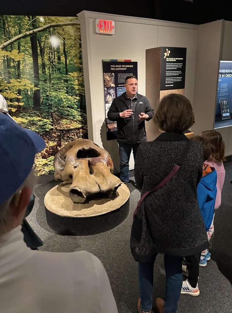 Tour group in the fort ancient museum.