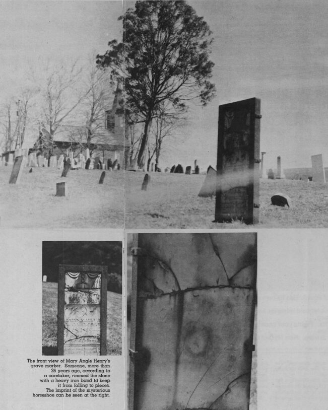 Image from the Columbus Dispatch Magazine published in 1966 showing multiple angles of Mary's gravestone