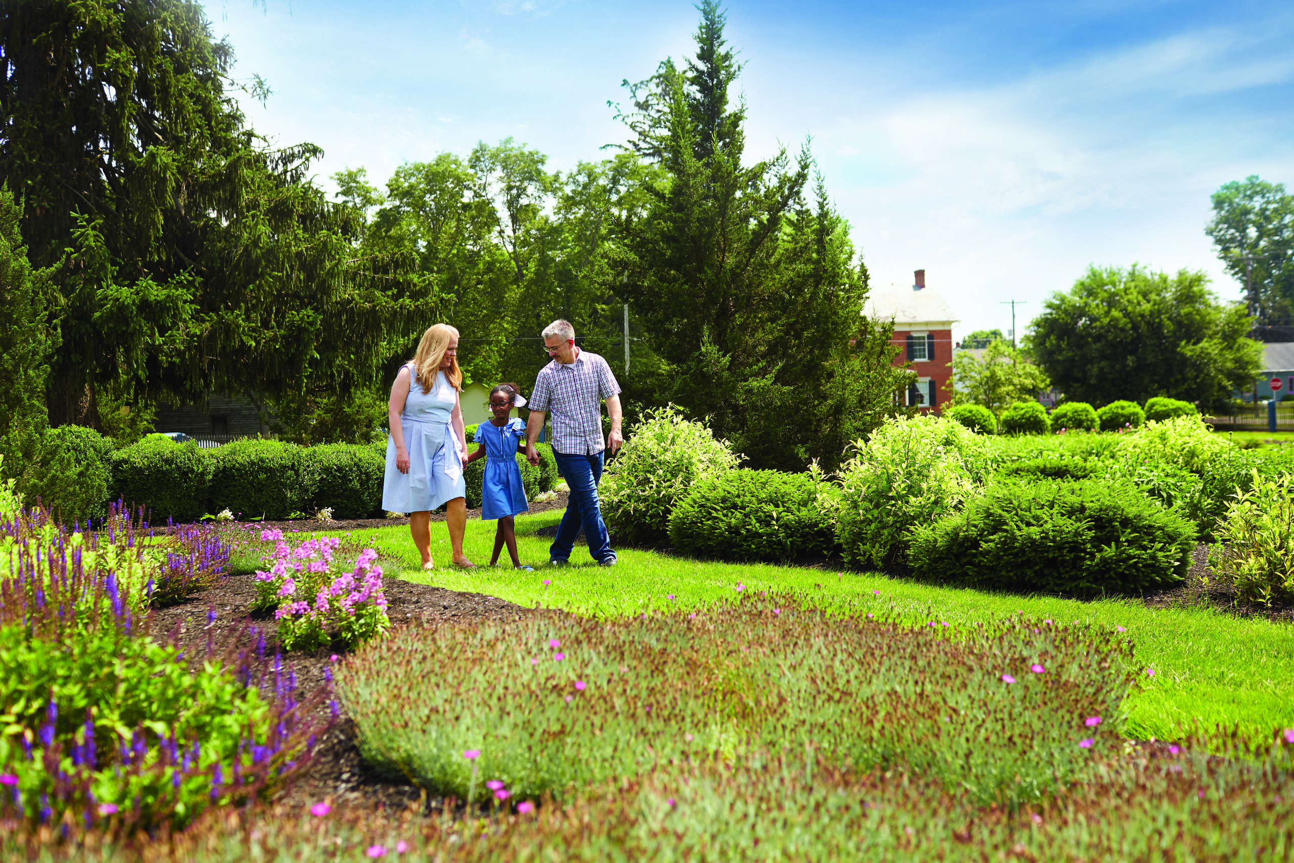 Image of family exploring Zoar Village gardens