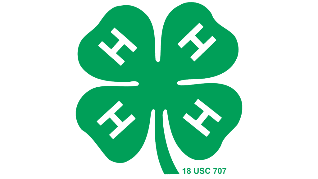 Logo of 4-H consisting of a green four leaf clover with a white H on each leaf
