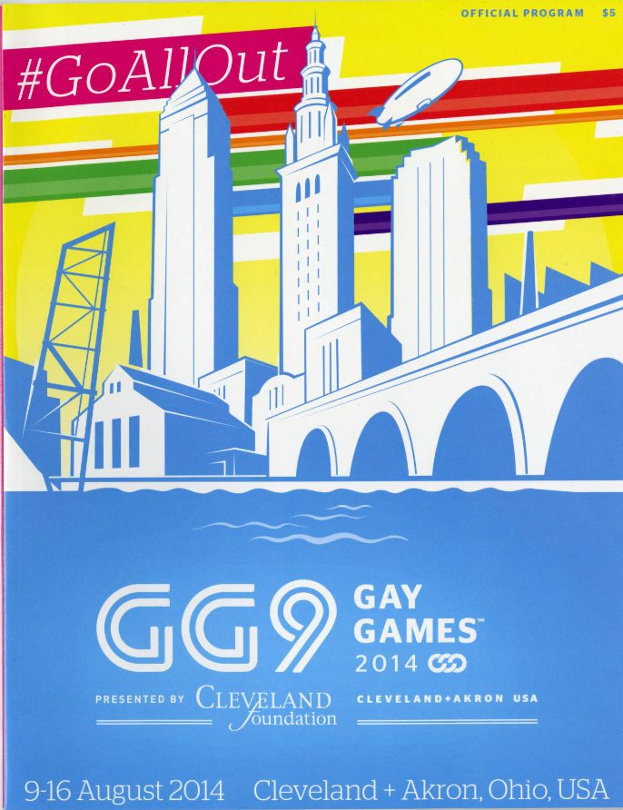 Cover image of the official program from the Gay Games 9 held in Cleveland and Akron, Ohio