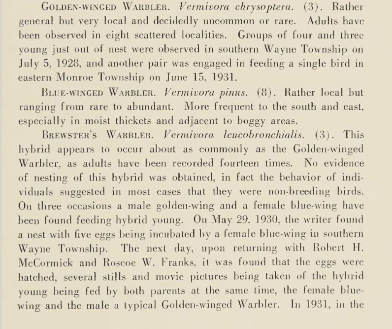 A screenshot of a historic text describing finding the hybrid nest (see text)