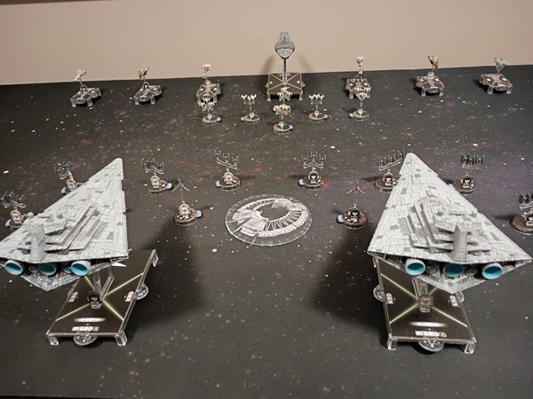 Miniature fleet of star war ships
