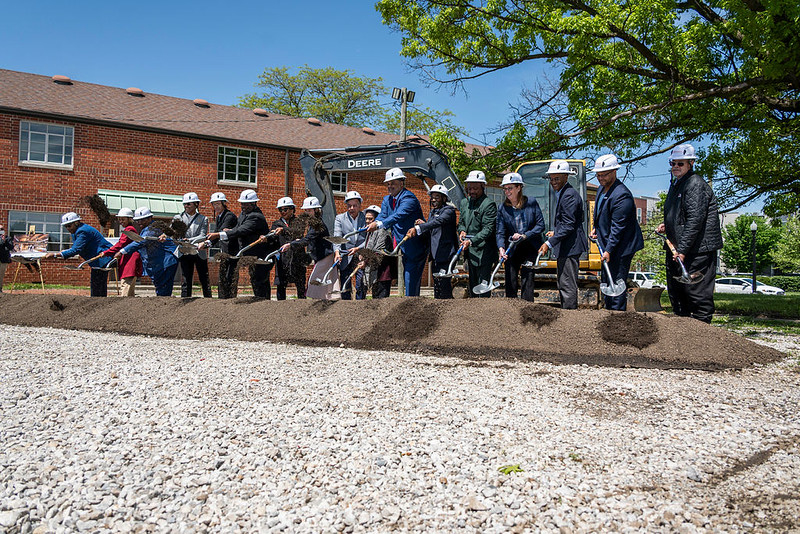 The first dirt is shoveled for Poindexter Village African American Museum during the groundbreaking.