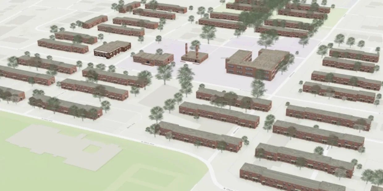 3D Model of Poindexter Village in 1940 by OSU's Center for Urban and Regional Analysis (CURA).