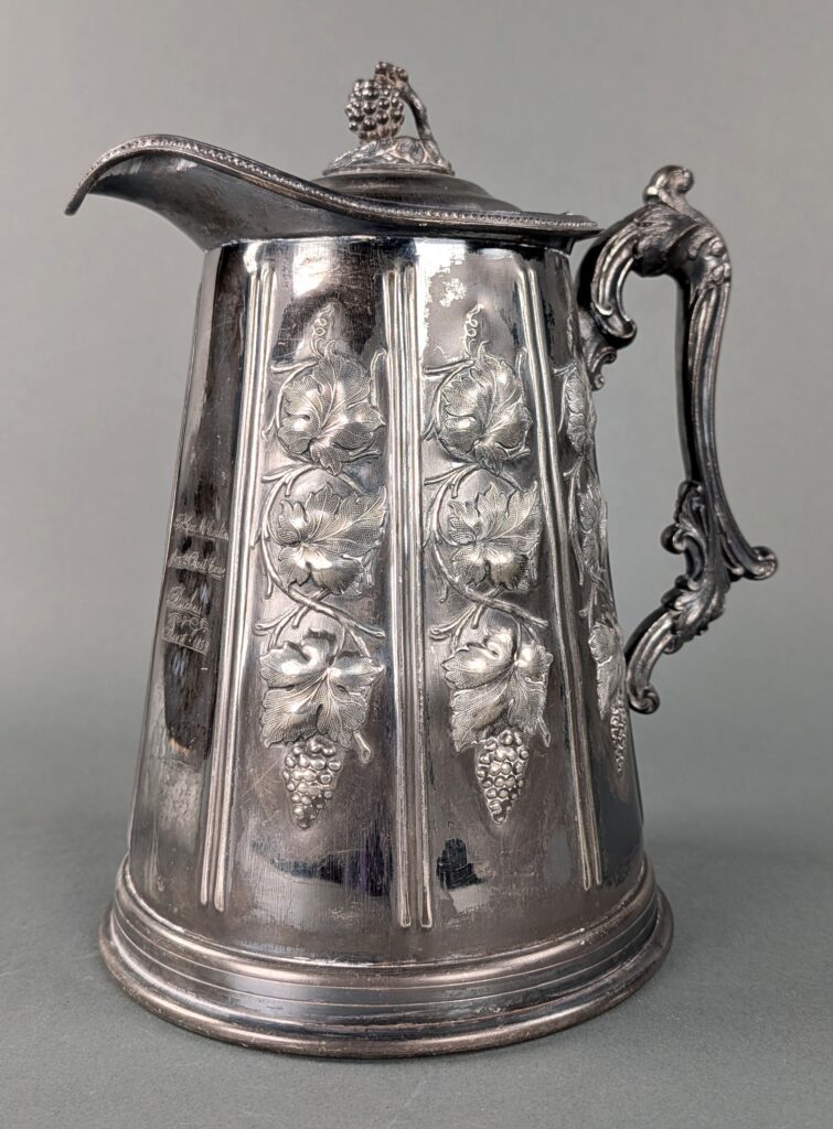Silver water pitcher given as award for 1859 Ohio State Fair