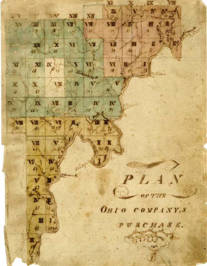 Color map illustration of the land purchased by the Ohio Company