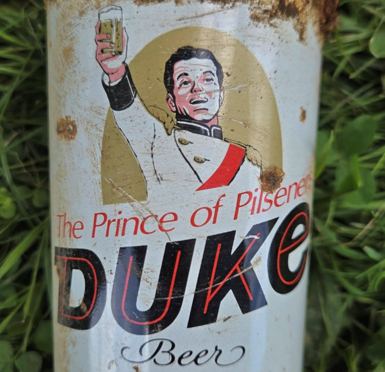 A Duke’s beer from the 70s excavation that was uncovered during Archaeology research at Fort Laurens in 2026.