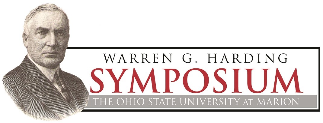 Warren G. Harding Symposium logo featuring The Ohio State University at Marion. Logo includes headshot of Warren G. Harding.