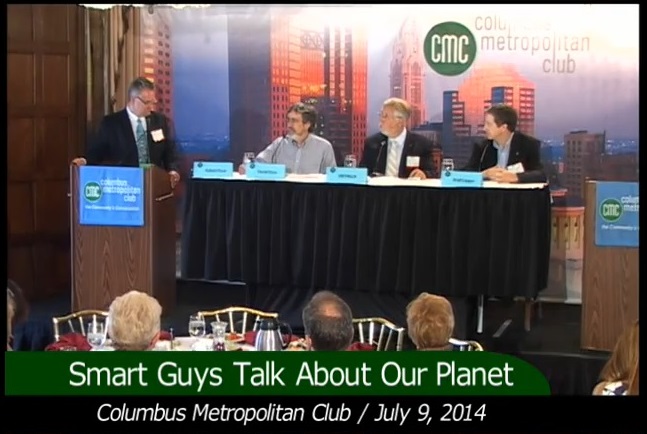 Panel discussion about the environment with, from left, left David Dyer, Bill Mitsch, and Brad Lepper.