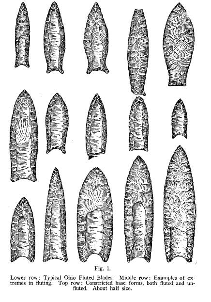 Ohio fluted points in the collection of the Ohio History Connection.
